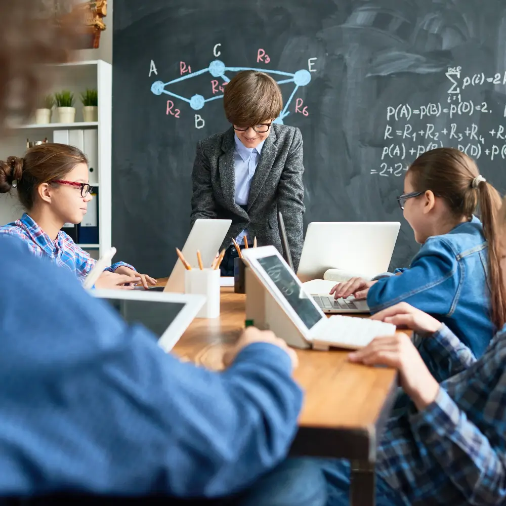 students learning in school